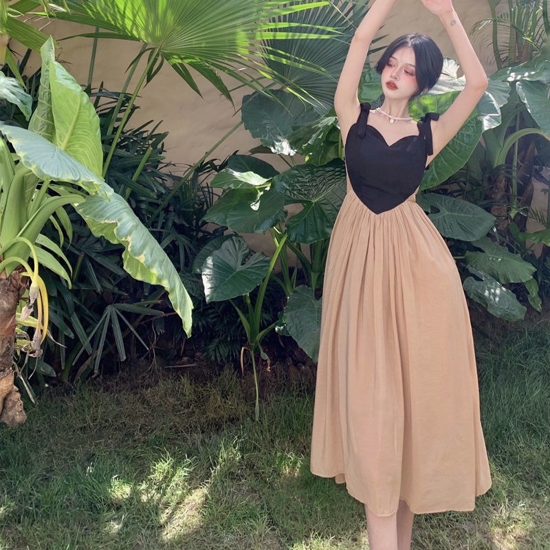 Đầm Dài Hai Dây Eo Cao Thời Trang Mùa Hè Dành Cho Nữ