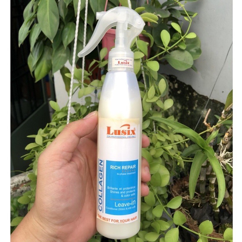 XỊT DƯỠNG XẢ KHÔ SIÊU CHỮA TRỊ BẢO VỆ NHIỆT CHO TÓC HƯ TỔN LUSIX RICH 250 ml
