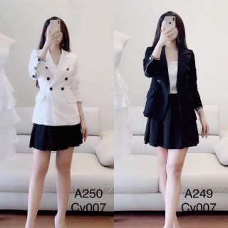 Sét áo vest kết nút và chân váy xếp ly siêu HoT