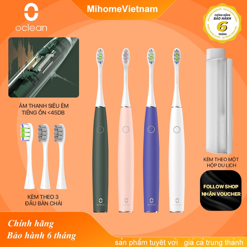 Bàn chải đánh răng điện Xiaomi Oclean Air 2- Âm thanh siêu êm , hai chế độ ,sạc nhanh, chống nước IPX7