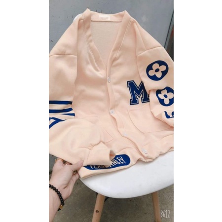 Áo khoác nỉ Cadigan in chữ M tay hoa cực độc lạ nganunisex