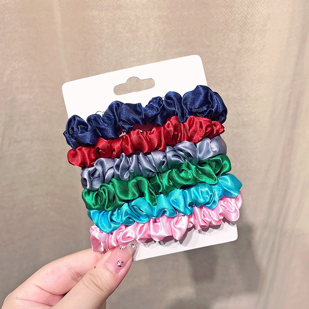 Dây Buộc Tóc Vải Satin Co Giãn Nhiều Màu Ngọt Ngào Cho Nữ