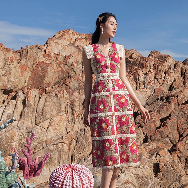 ZY·HT 🌷 Đầm Thêu Hoa Thời Trang Mùa Hè Phong Cách Pháp Mẫu Cho Nữ Y9856