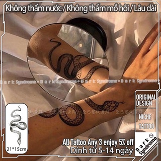 Hình Xăm Dán Tạm Thời Lâu Trôi 2 Tuần Hình Rắn / Tờ miếng dán hình xăm tạm thời bán vĩnh viễn giữ được / hình xăm dán chống nước tạm thời / chiết xuất thực vật hình con rắn màu đen đậm cá tính/hình xăm rắn/Hình xăm dán tạm thời cao cấp không thấm nước