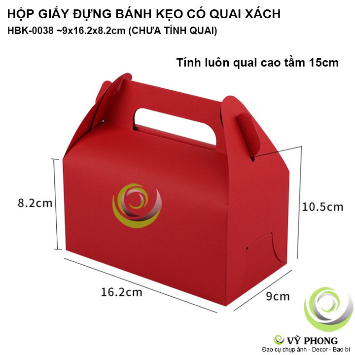 HỘP GIẤY ĐỰNG BÁNH KẸO GIẤY CRAFT / GIẤY TRẮNG MÀU CÓ QUAI XÁCH HỘP KRAFT ĐỰNG BÁNH KEM BÁNH CUỘN HBK-0038