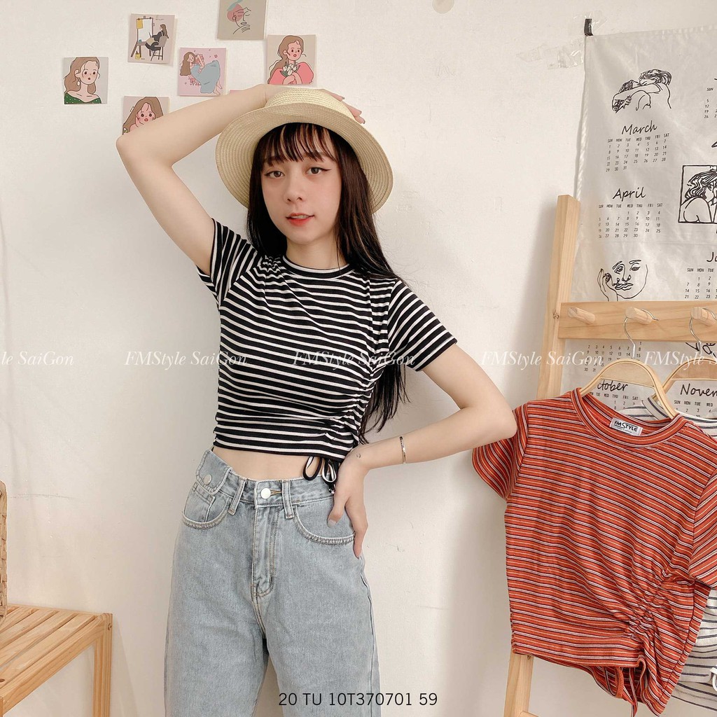 ÁO THUN CROPTOP RÚT 1 BÊN (20TU10T3707)