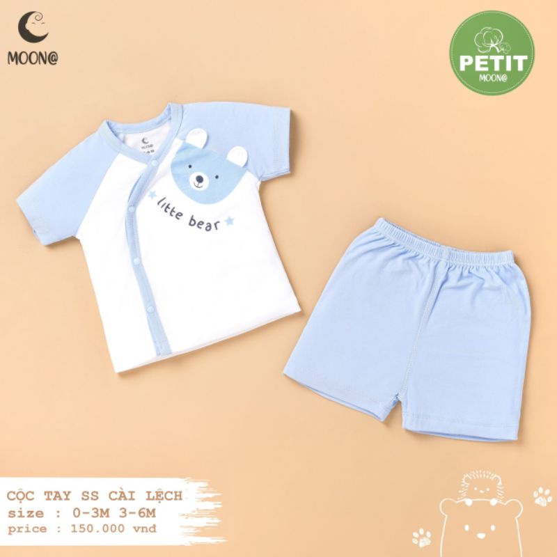 Moon - Bộ cộc cài chéo vải petit mềm mát xinh yêu cho bé 3-7kg