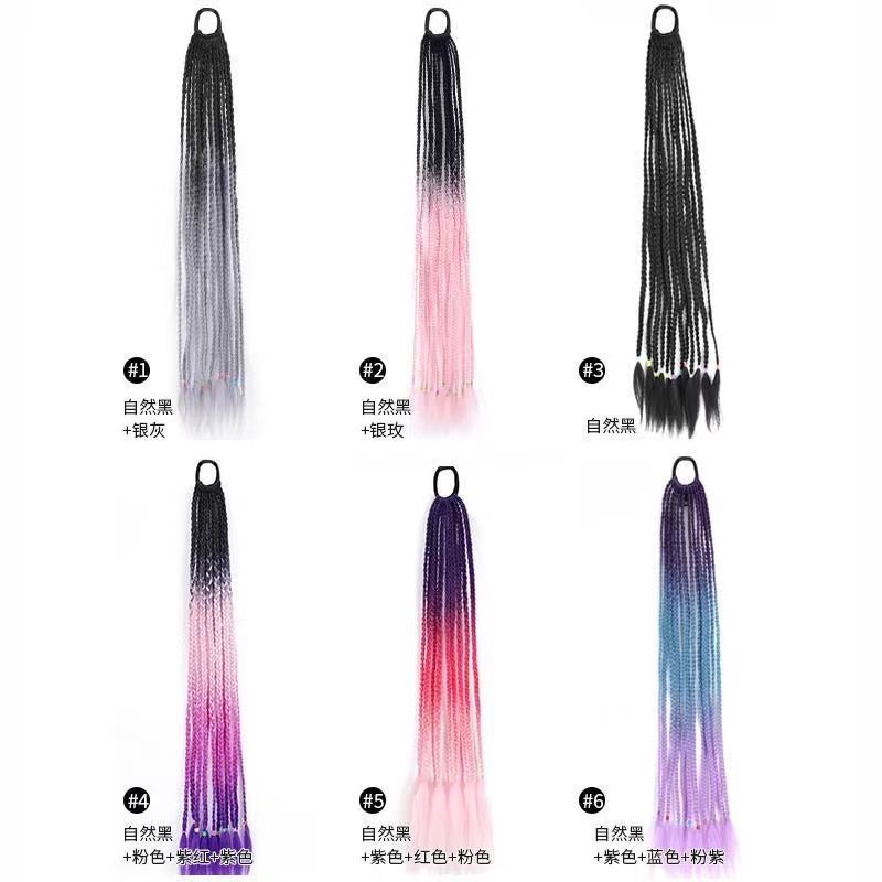 Tóc Giả y2k Màu Gradient Bện Dài Tạo Kiểu Tóc Đuôi Ngựa Cho Nữ