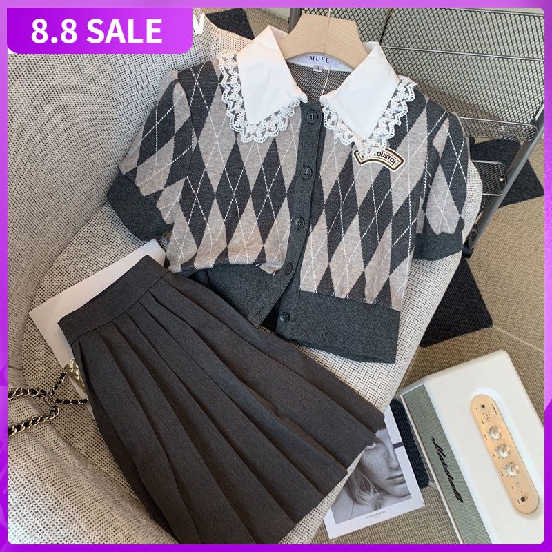 Set chân váy và áo đan tay ngắn thời trang 2022 cho nữ có bán lẻ