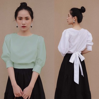 ÁO CỔ TRÒN THẮT NƠ SAU LƯNG