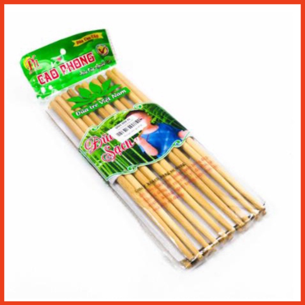 Combo 10 đôi đũa tre tự nhiên không sơn phủ đánh bóng