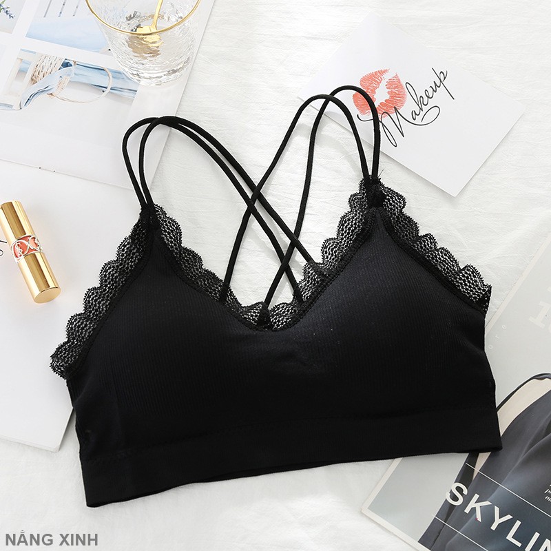 [NẮNG XINH] áo ngực cao cấp chất cotton sọc len phối ren, thấm hút, cực chất mã NAG01 | BigBuy360 - bigbuy360.vn