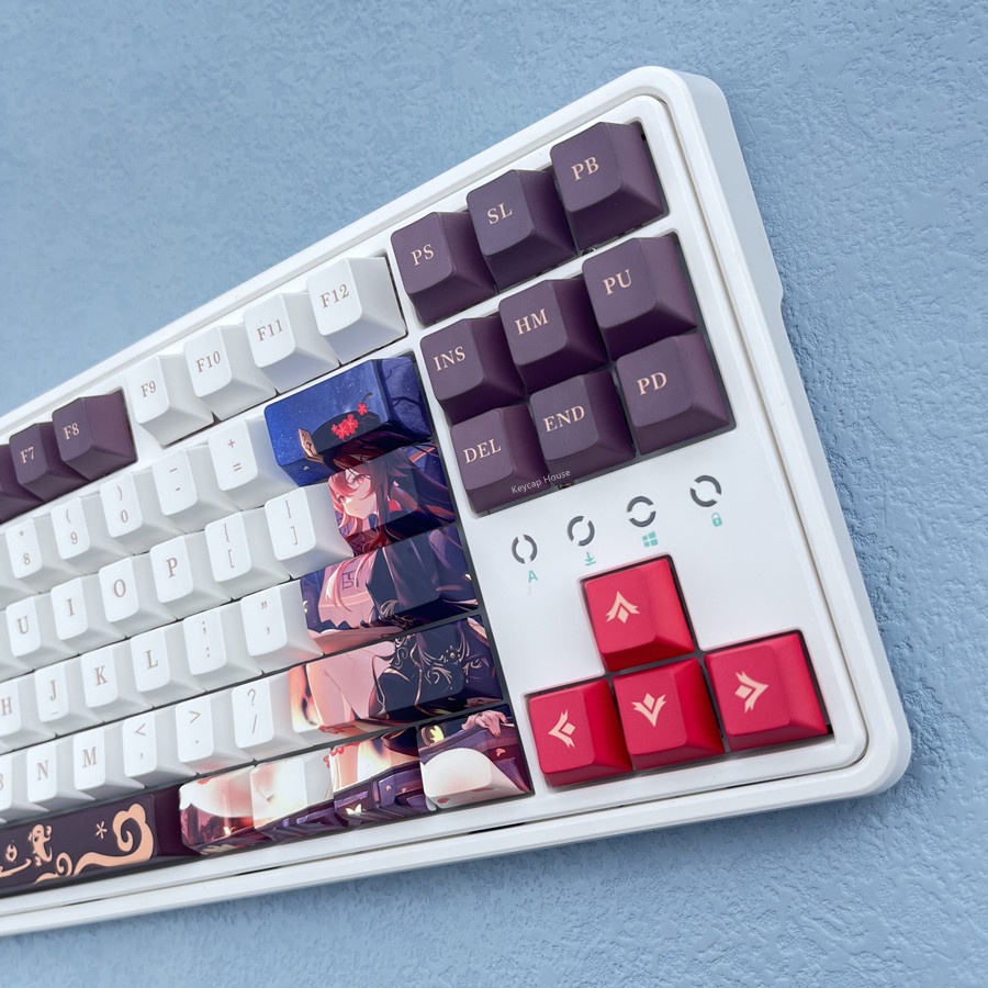 137 Phím Genshin Impact Hu Tao Keycap Cherry Profile Anime PBT Dye Sub Bàn phím cơ học Keycap
