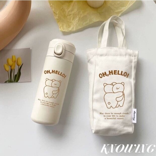 Bình Nước Giữ Nhiệt 420ml Bằng Thép Không Gỉ In Họa Tiết Hoạt Hình Dễ Thương Cho Bé