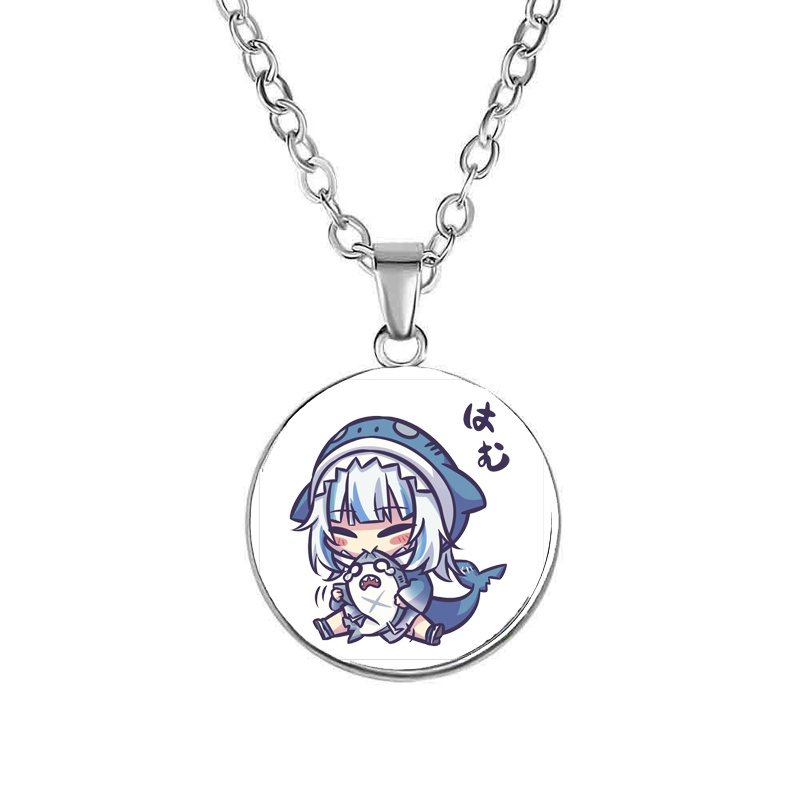 Vòng cổ in hình GAWR GURA Hololive Vtuber phụ kiện trang sức phong cách anime chibi