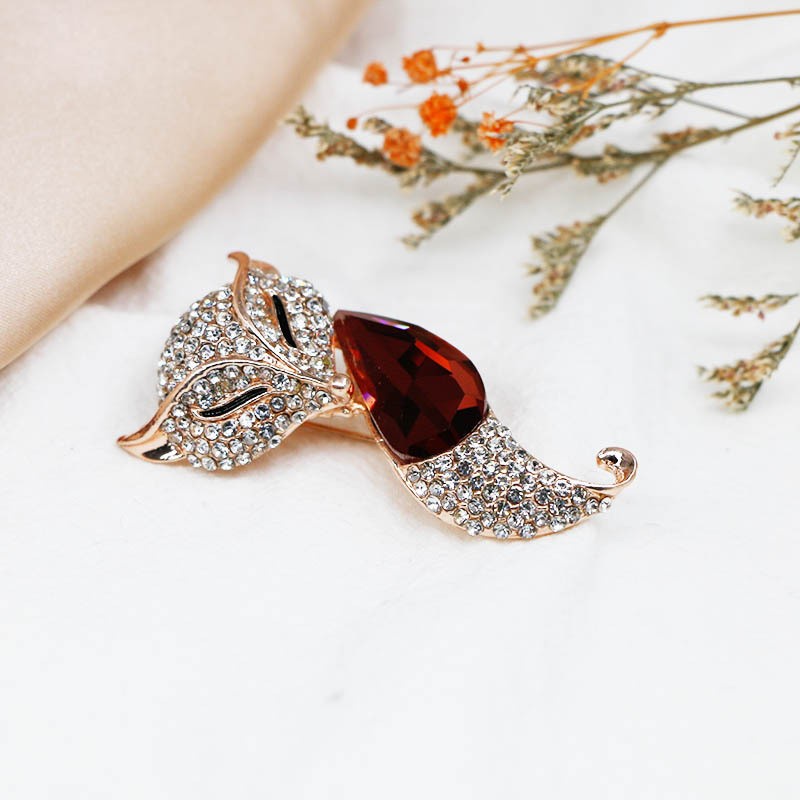 Ghim Cài Áo Hình Con Cáo Đính Đá Pha Lê Chống Ánh Sáng Thời Trang Hàn Quốc Chất Lượng Cao