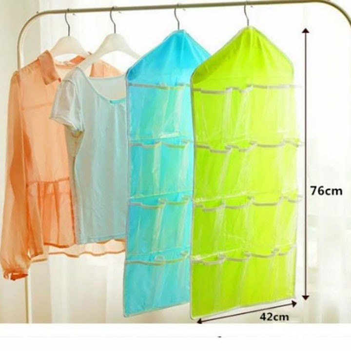 Túi treo tường có móc đựng đồ bếp 16 ngăn Túi treo đồ 16 ngăn trong suốt tiện dụng
