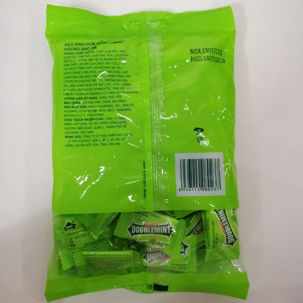 Kẹo Sing-gum Doublemint Hương Bạc Hà (Gói 40 viên)