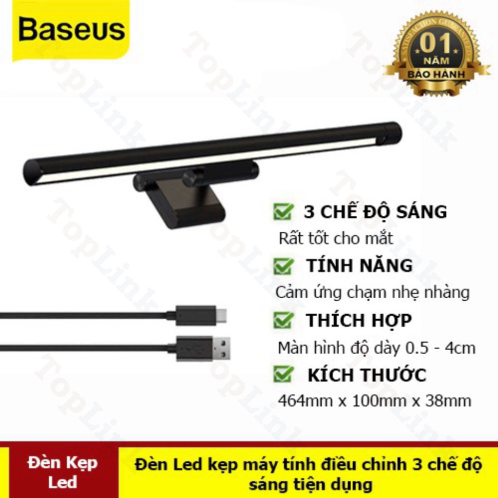 Đèn Kẹp Máy Tính - Đèn LED Để Bàn Đọc Sách Baseus Bảo Vệ Mắt Phù Hợp Màn 5-40mm - TopLink