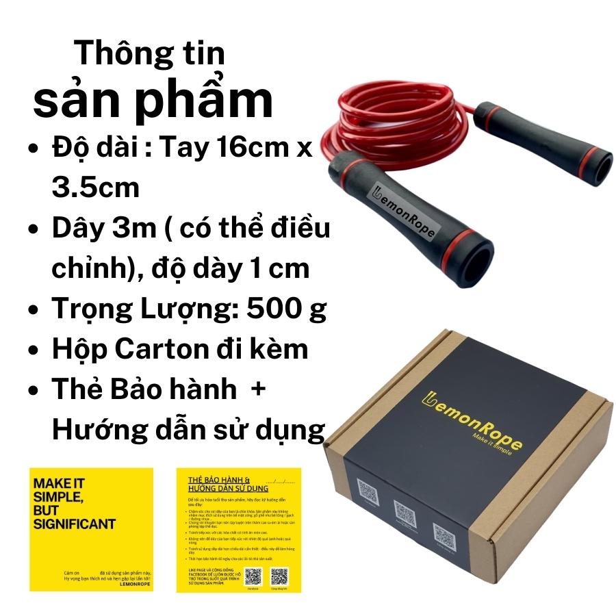 Dây nhảy Thể lực, Heavy Rope, LemonRope Muscle  Dây nhảy thể dục  - Chất liệu Nhựa PVC cao cấp, Siêu bền - Màu Đen Đỏ