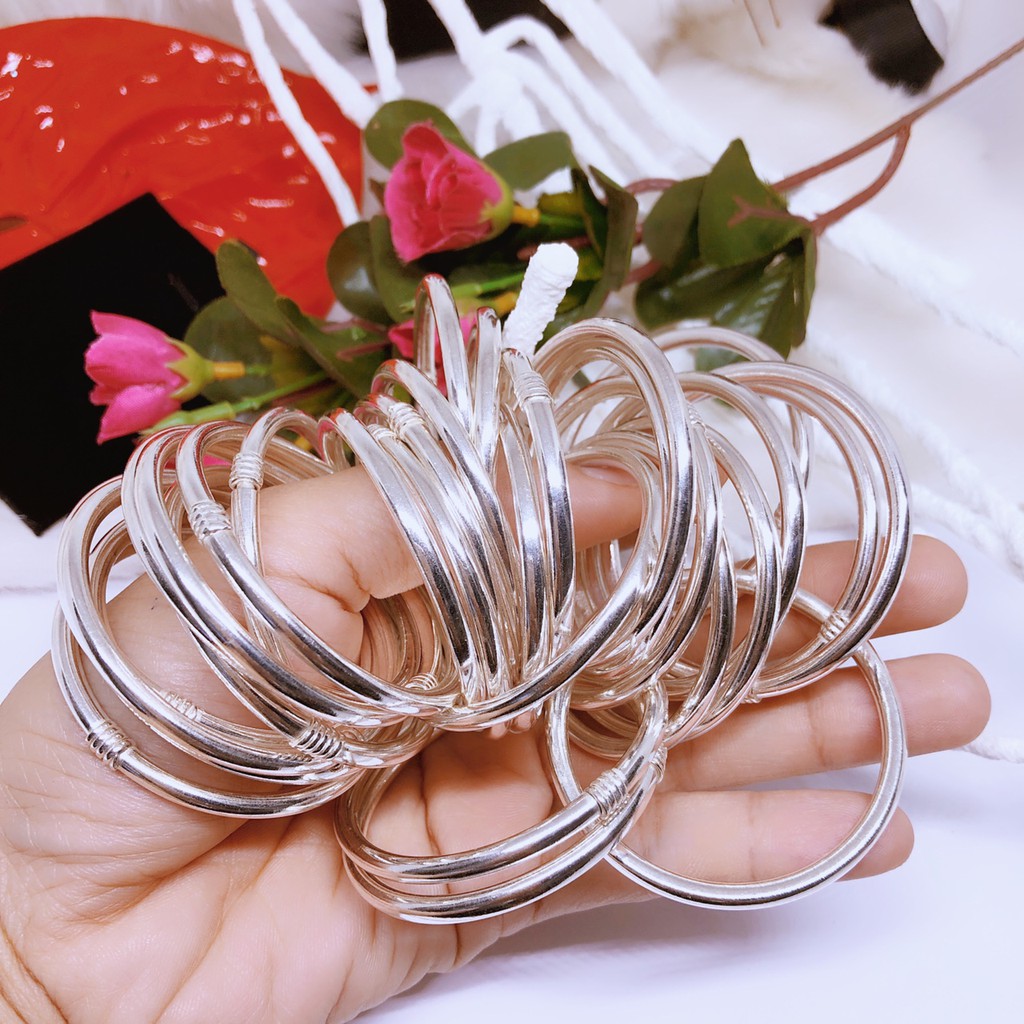 Lắc tay bạc cho bé vòng tròn trơn - Bibi silver - BBS