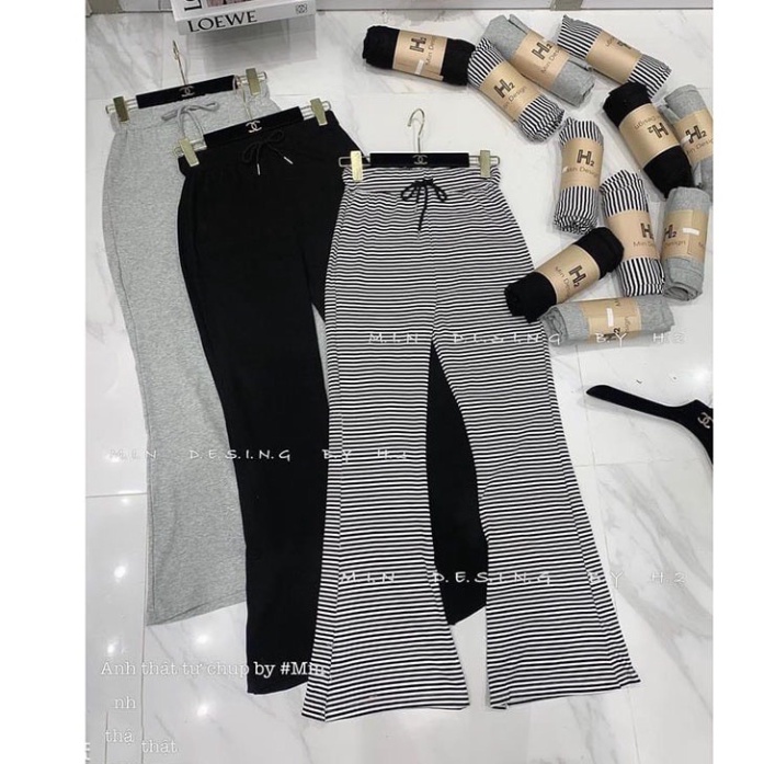 [HOT] Quần ống loe cạp cao legging dáng dài, Quần legging nữ ôm ống loe chất cottong co dãn QU43