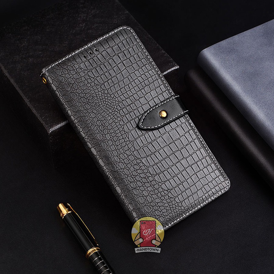 Bao da kiêm ví đựng thẻ Xiaomi Redmi Note 7 vân cá sấu