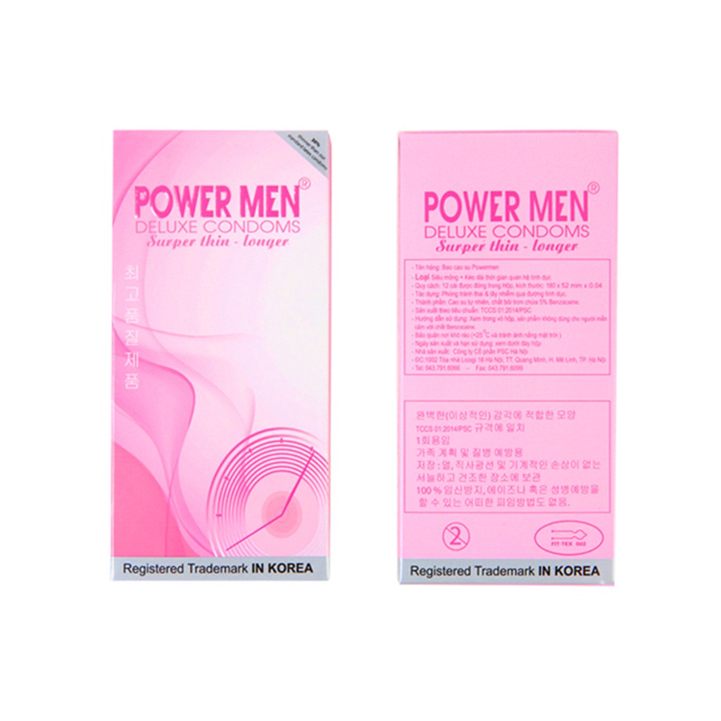 Bao Cao Su Powemren Superthin Longer Siêu Mỏng, Kéo Dài Thời Gian Hộp 12 Bcs