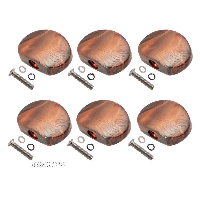 6pcs Tuner Tuning Key Knobs Button for Acoustic/Electric Guitar Oval Coffee