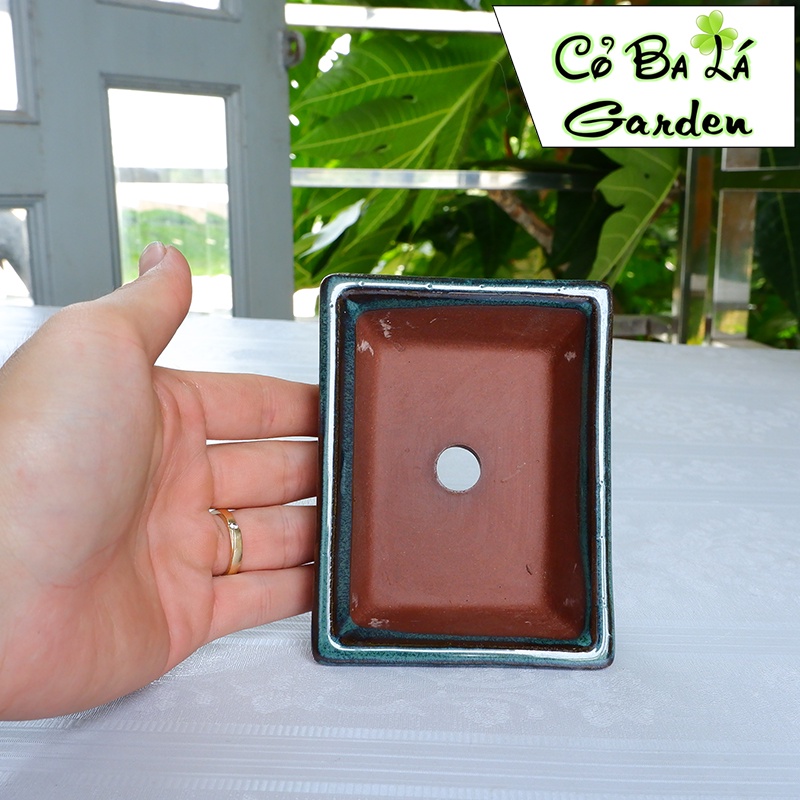 Chậu bonsai mini hình chữ nhật có chân