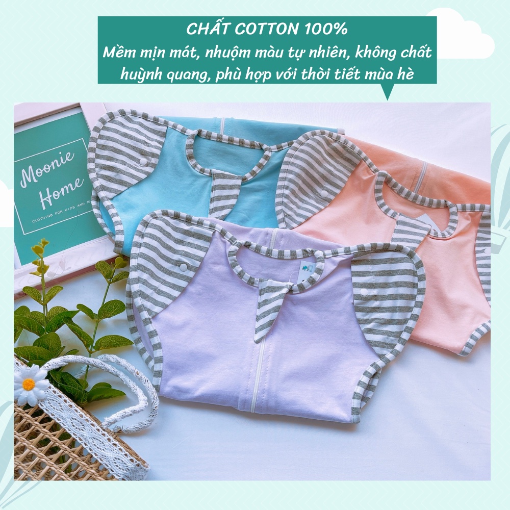 [6 MÀU] Túi ngủ trẻ em MOONIE cao cấp có cúc mở tay - Vải cotton co giãn 4 chiều mềm mịn