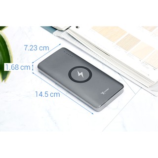 Pin sạc dự phòng không dây Polymer 10.000mAh Type C PD QC3.0 Xmobile P66D Xám