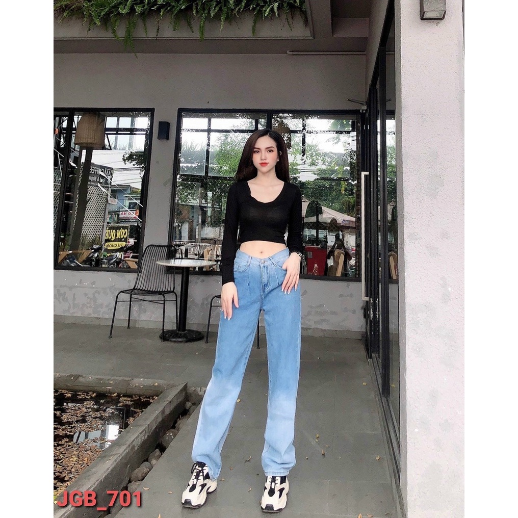 Quần jeans ống suông rộng loang nữ 2 màu hot hit Kanimi - QJ04 | BigBuy360 - bigbuy360.vn