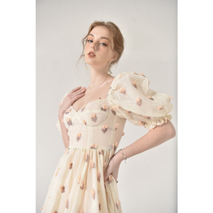 TIFFANY STUDIOS - Đầm Babydoll Beige Dáng Xòe - DOLL DRESS BEIGE