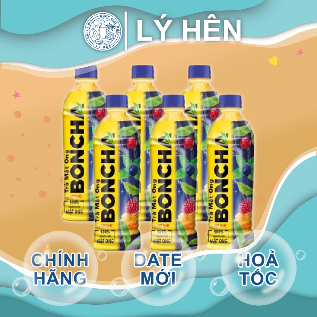 Lốc 6 Trà Mật Ong Boncha Vị Việt Quất Chanh Tắc Chai Nhựa Pep 450ml Date Luôn Mới