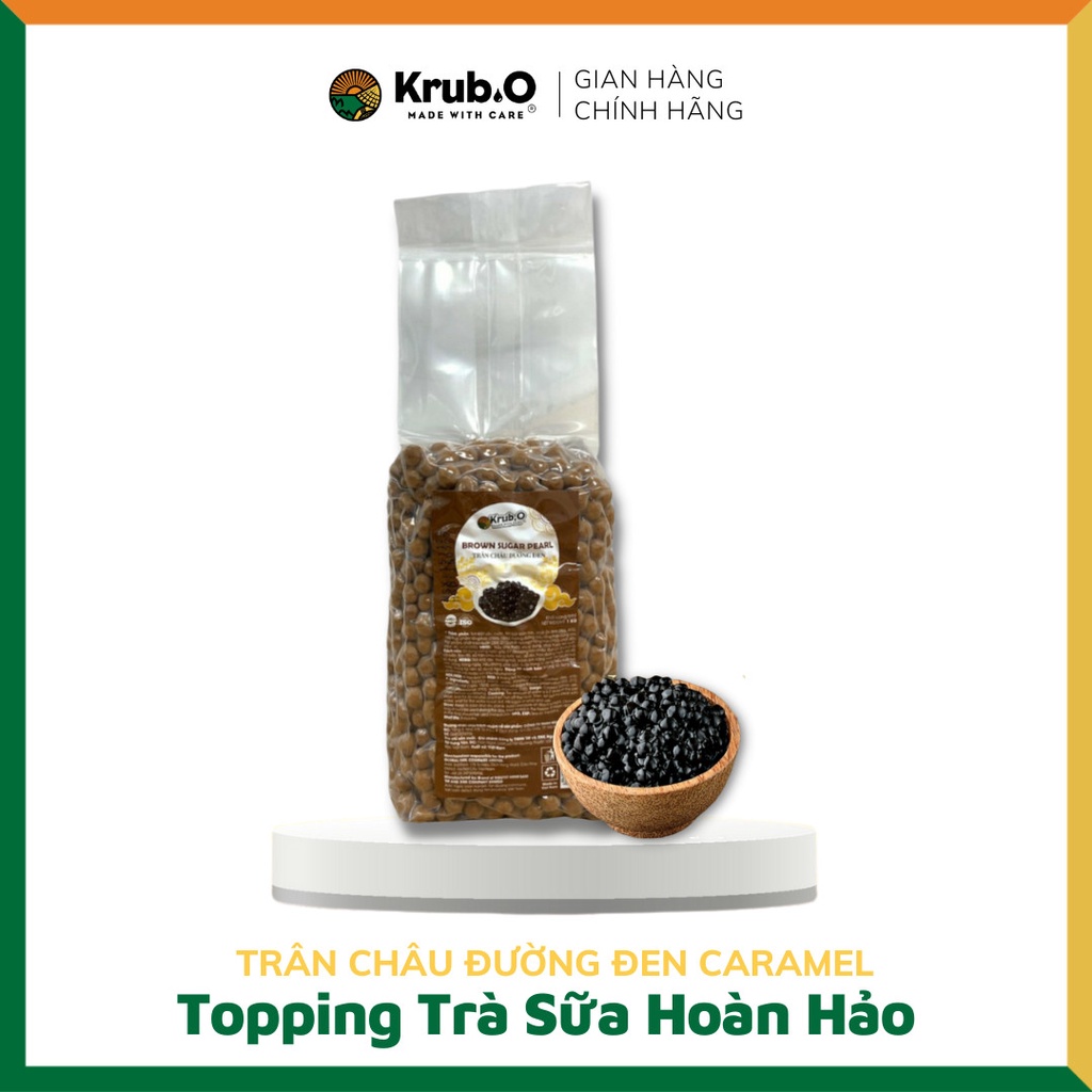 Trân Châu Đen Krub.O Cao Cấp Túi 1kg - Topping Trà sữa, Chè, Món Tráng Miệng từ nông sản thuần Việt thơm ngon, an toàn