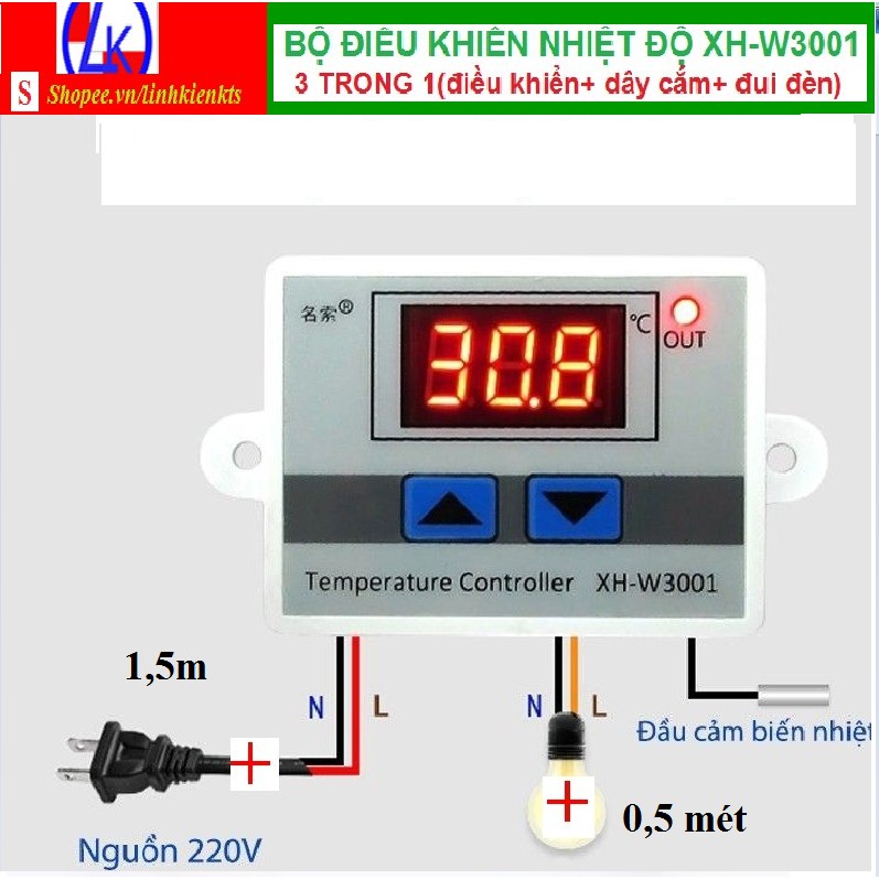 Bộ điều khiển nhiệt độ XH- W3001( 3 trong 1)