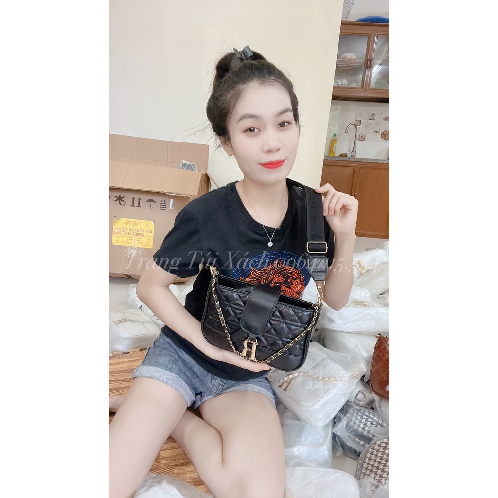 Túi Kẹp Nách Túi Xách Nữ Đeo Chéo Chữ R Sành Điệu kèm Dây Vải Bản To Thời Trang TTX110