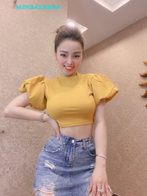 Áo thun croptop tay phồng