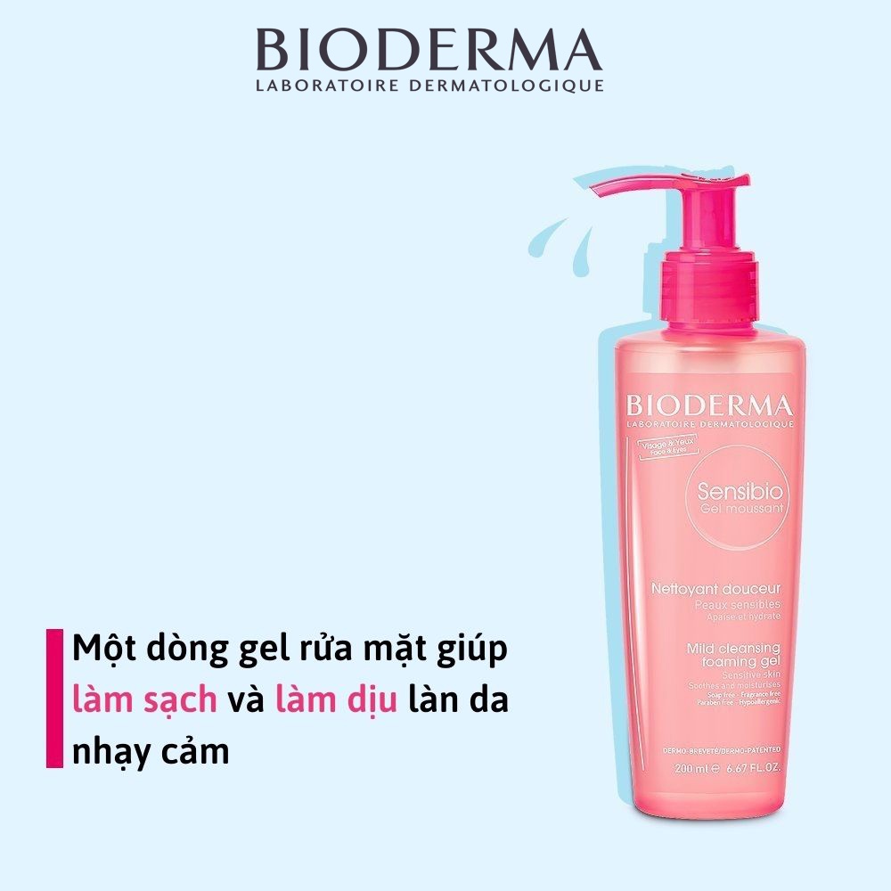 [Freeship+Tặng quà] Sữa rửa mặt cho da nhạy cảm Bioderma Sensibio Gel Moussant 200ml chính hãng Pháp - BeautyMart