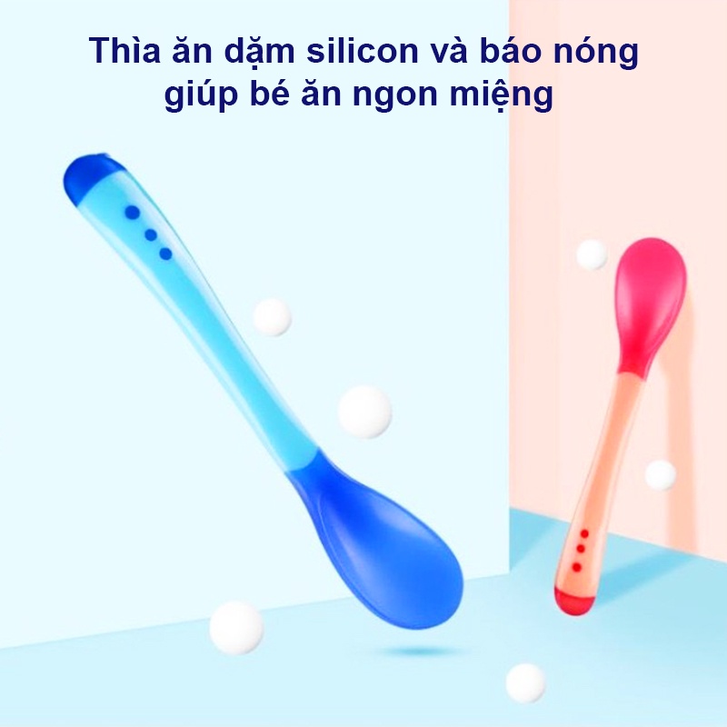 Muỗng tập ăn cho bé, Thìa ăn dặm báo nóng silicon giúp bé ăn ngon miệng BBShine – SS024