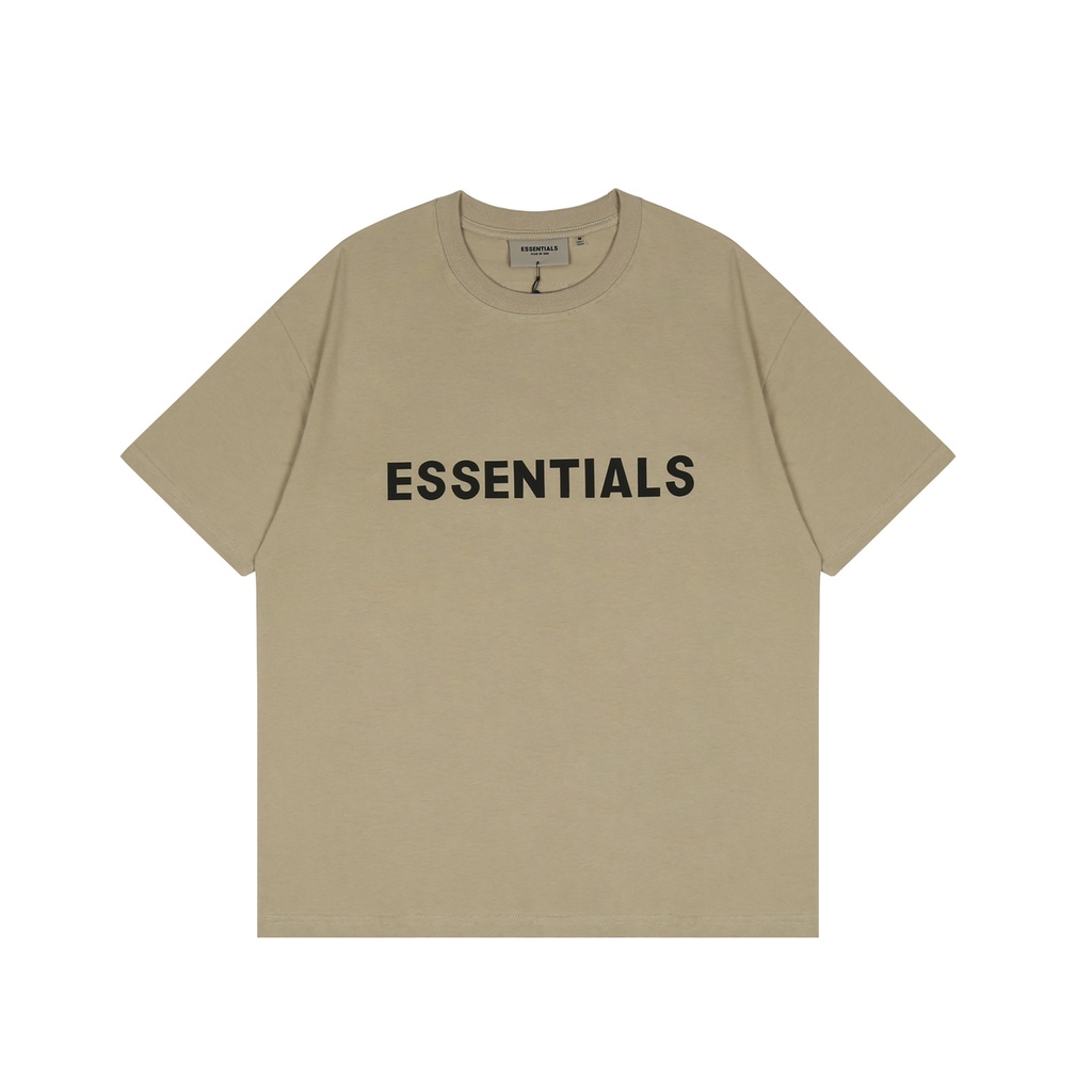 Áo thun cotton tay ngắn in chữ Essentials ba chiều có size ngoại cỡ thời trang thường ngày cho unisex