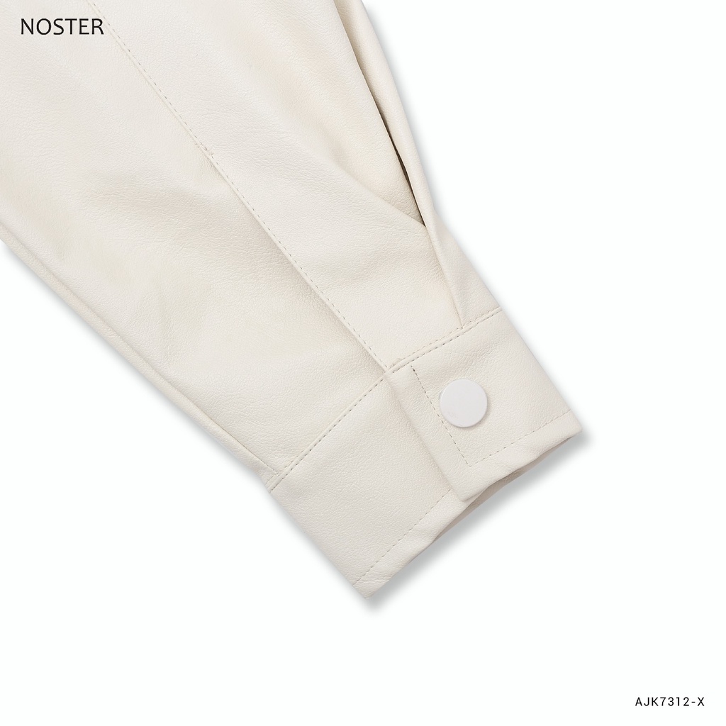 Áo Jacket basic, phom dáng trẻ trung, chất dạ phối tay da - Thương hiệu NOSTER mã AJK7312