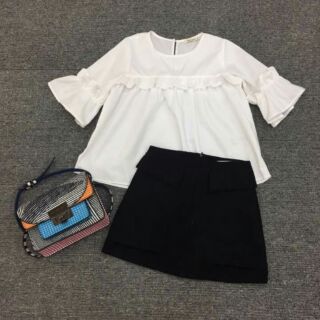 Áo Babydoll  trắng tay lỡ
