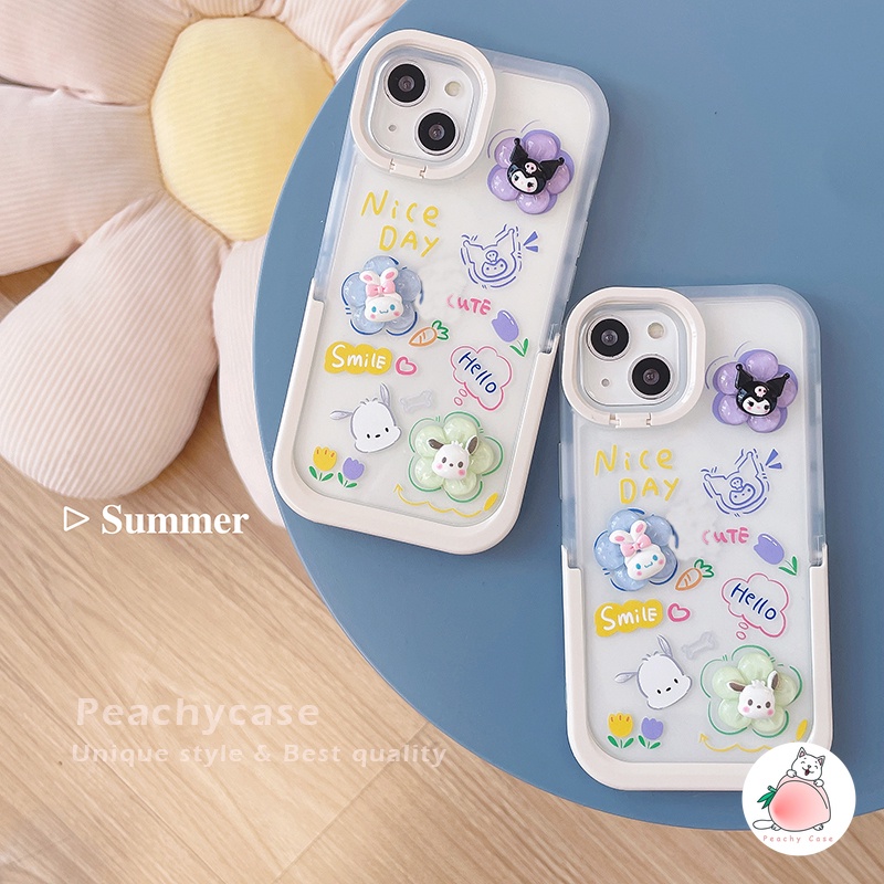 Ốp Điện Thoại TPU Mềm Có Giá Đỡ Hình Hoa 3D Dễ Thương Cho iPhone 14 13 12 Pro Max 11 Xr Xs Max X