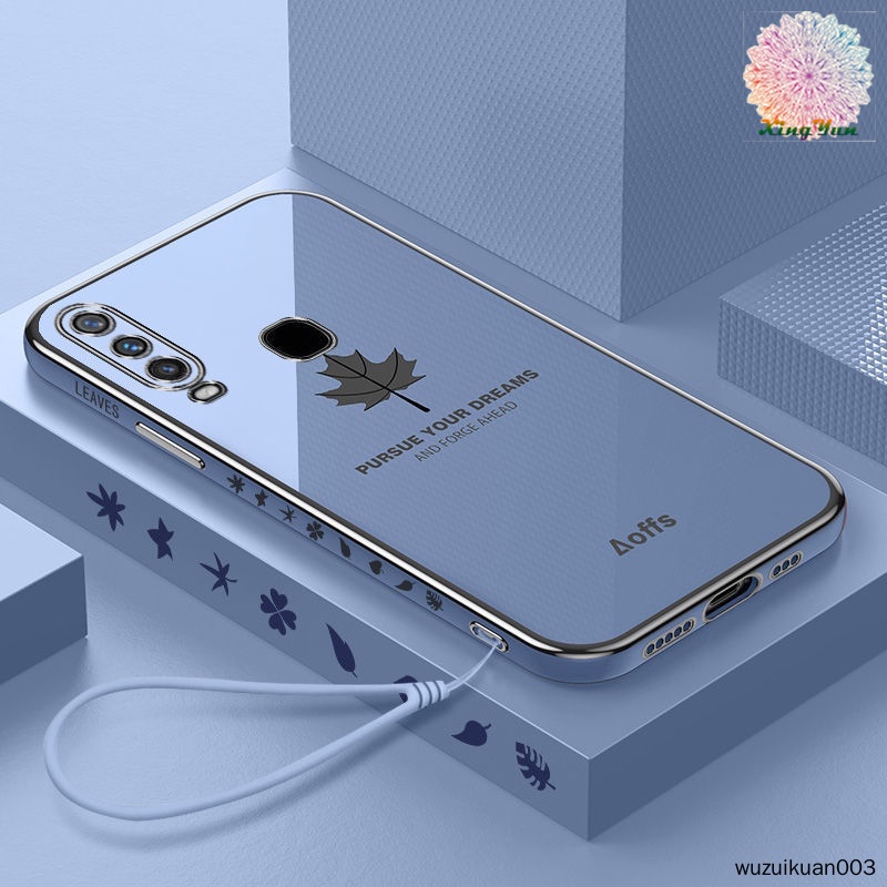 Ốp Điện Thoại Mềm Họa Tiết Lá Phong Có Dây Đeo Cho VIVO Y11 Y19 Y17 Y15 Y12 Y3 Y02S 2022