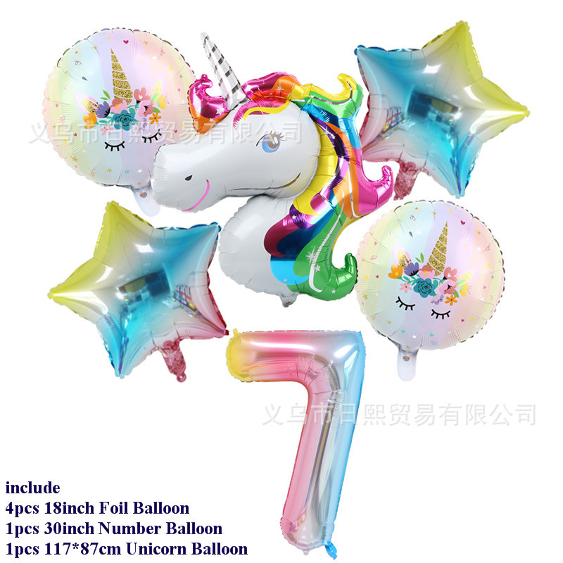 Set 6 Bong Bóng Hình Kỳ Lân 32inch Dùng Để Trang Trí Tiệc Sinh Nhật