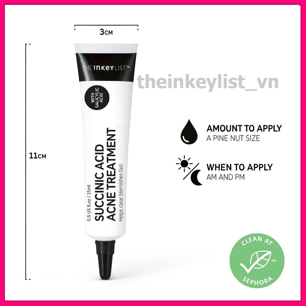 [FREE SHIP]  KEM CHẤM MỤN SUCCINIC ACID ACNE TREATMENT THE INKEY LIST 15ML ❤️