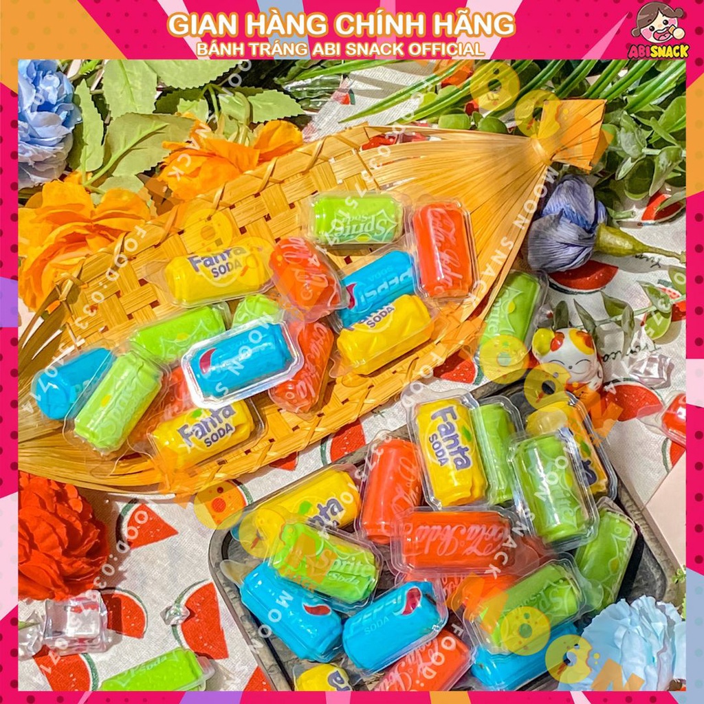combo 5 viên kẹo dẻo có nhân chảy vị trái cây Soda Gumdrop hình lon nước ngọt HongKong