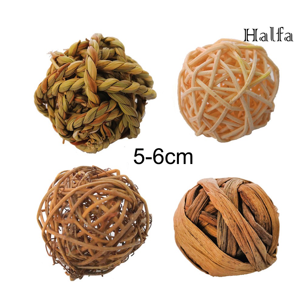 Bộ 4 Quả Bóng Rơm Chống Cắn Dùng Làm Đồ Chơi Cho Chim Vẹt